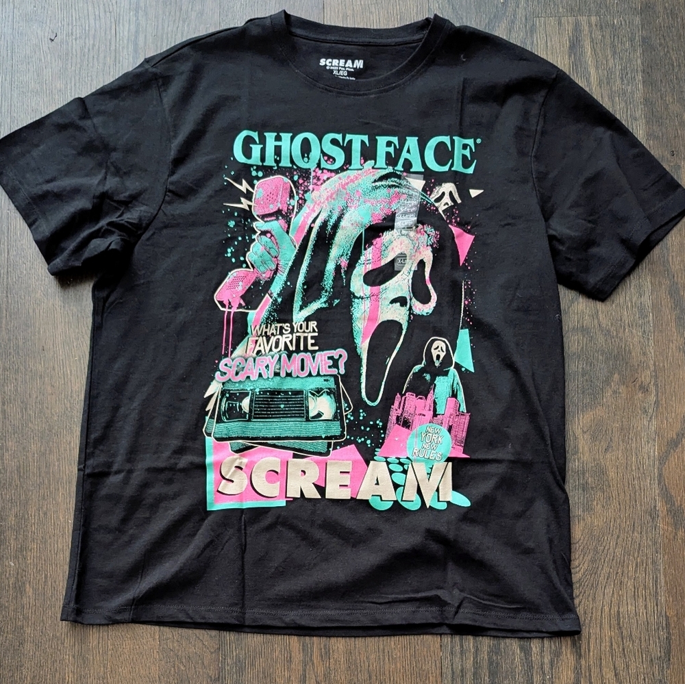 New XL Ghostface Ghost Face Neon SCREAM Halloween Shirt